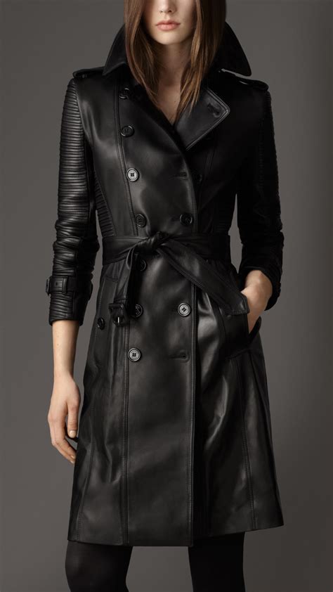 long lambskin biker trench coat burberry|Burberry leather trench coat.